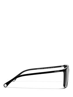 CHANEL Rectangular Sunglasses CH5447 Black/Grey - view 2, Black/Grey
