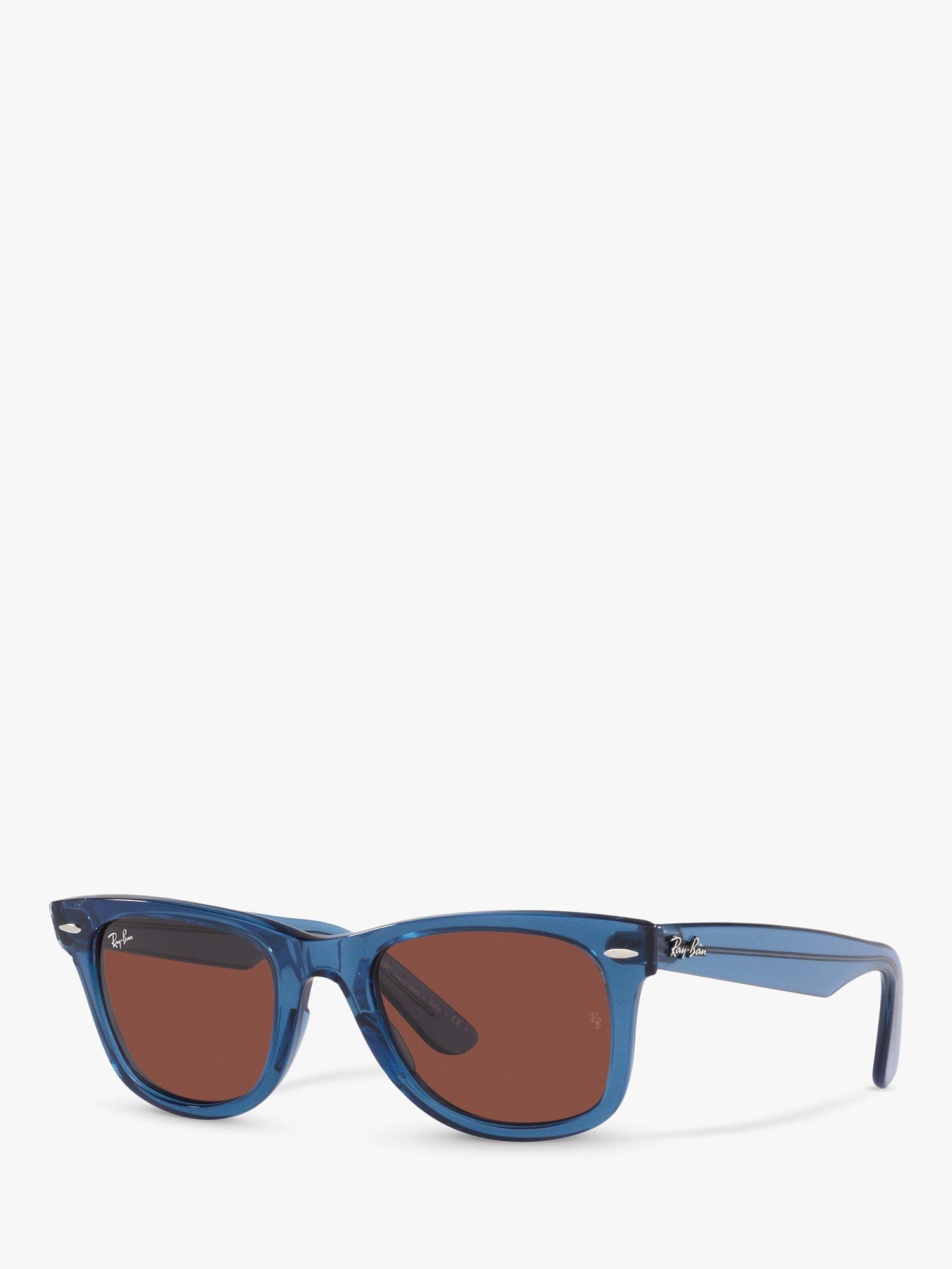 Product image 1 of 11, which shows Ray-Ban RB2140 Unisex Wayfarer Sunglasses, Transparent Blue/Red