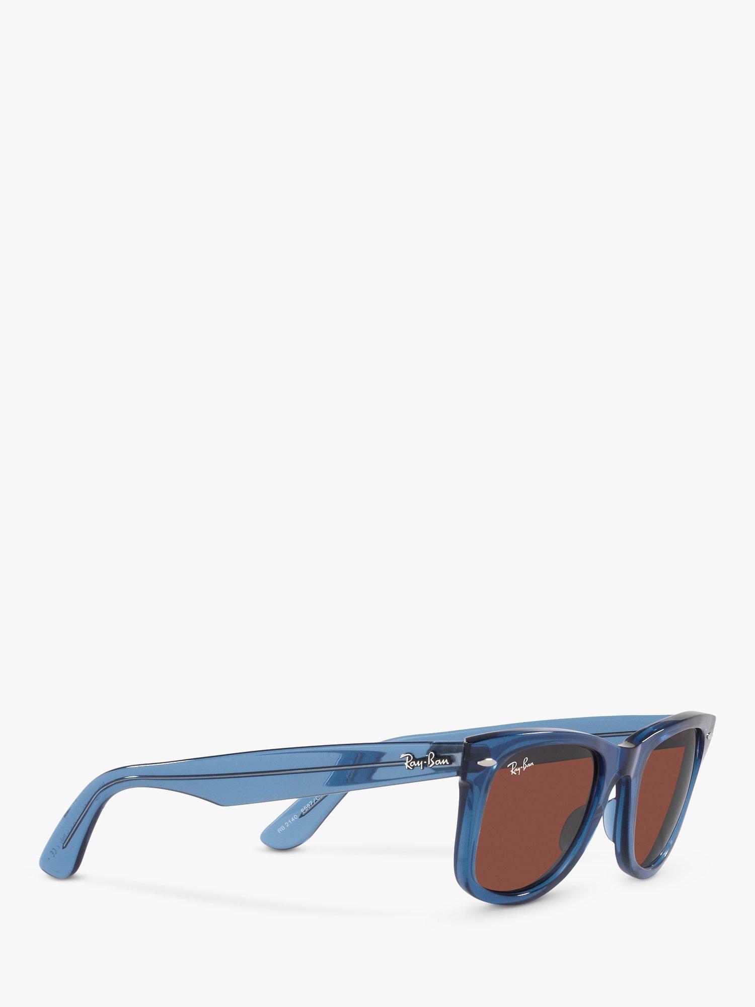Product image 11 of 11, which shows Ray-Ban RB2140 Unisex Wayfarer Sunglasses, Transparent Blue/Red
