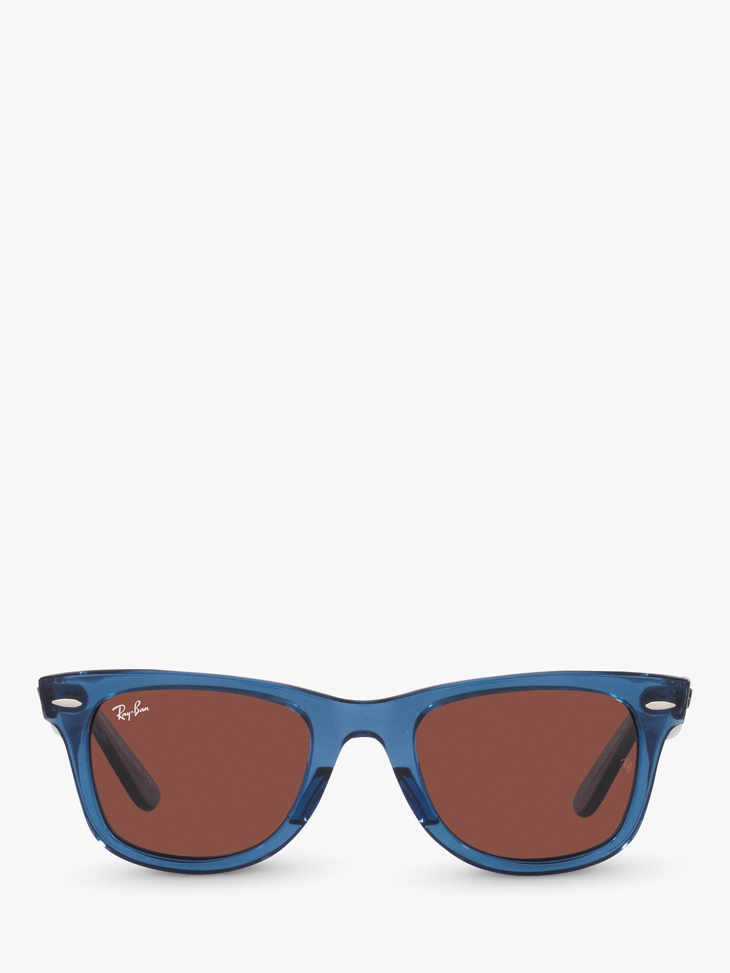 Product image 3 of 11, which shows Ray-Ban RB2140 Unisex Wayfarer Sunglasses, Transparent Blue/Red