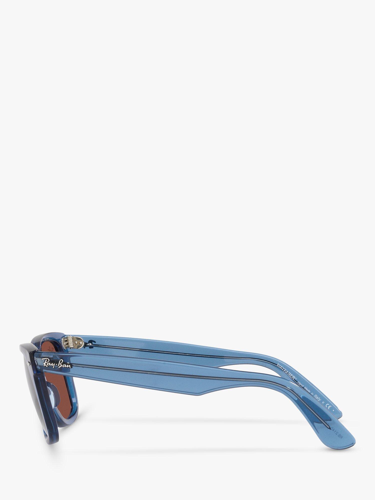Product image 4 of 11, which shows Ray-Ban RB2140 Unisex Wayfarer Sunglasses, Transparent Blue/Red