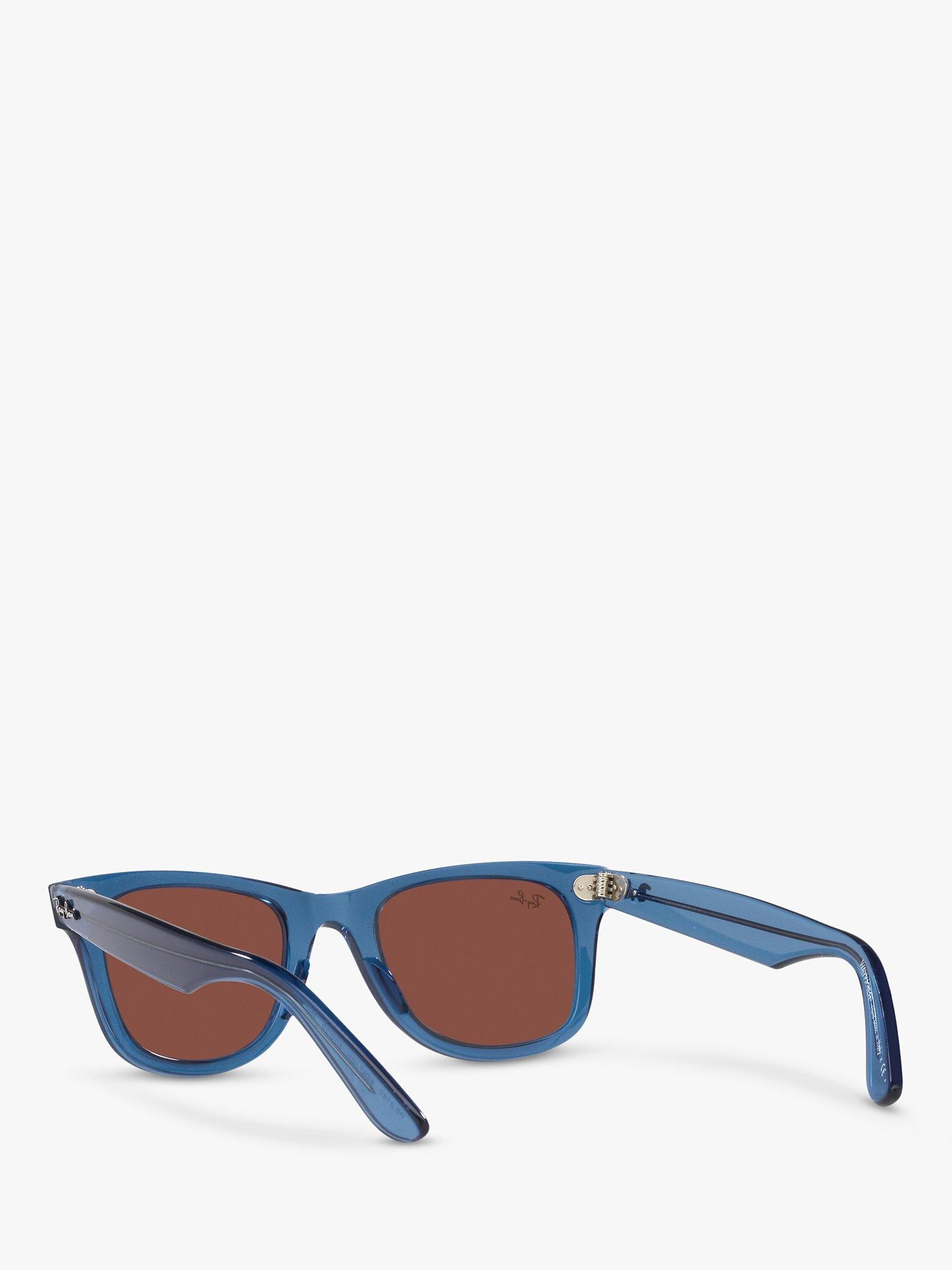 Product image 6 of 11, which shows Ray-Ban RB2140 Unisex Wayfarer Sunglasses, Transparent Blue/Red