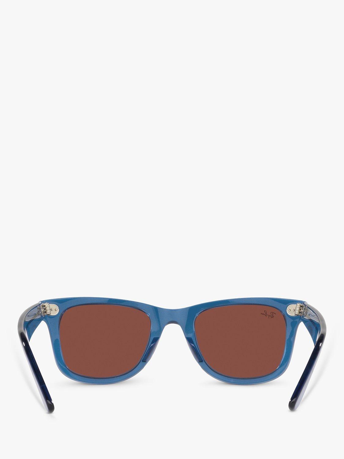 Product image 7 of 11, which shows Ray-Ban RB2140 Unisex Wayfarer Sunglasses, Transparent Blue/Red