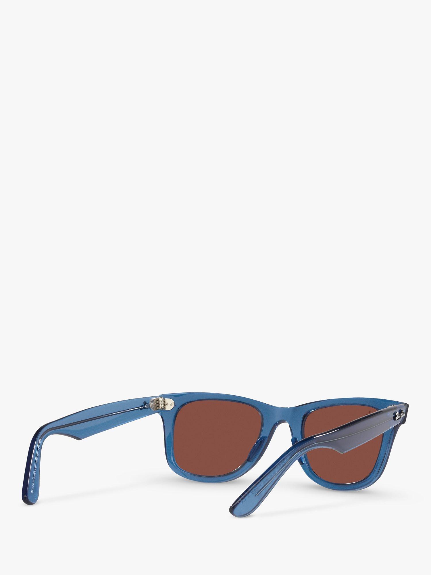 Product image 8 of 11, which shows Ray-Ban RB2140 Unisex Wayfarer Sunglasses, Transparent Blue/Red