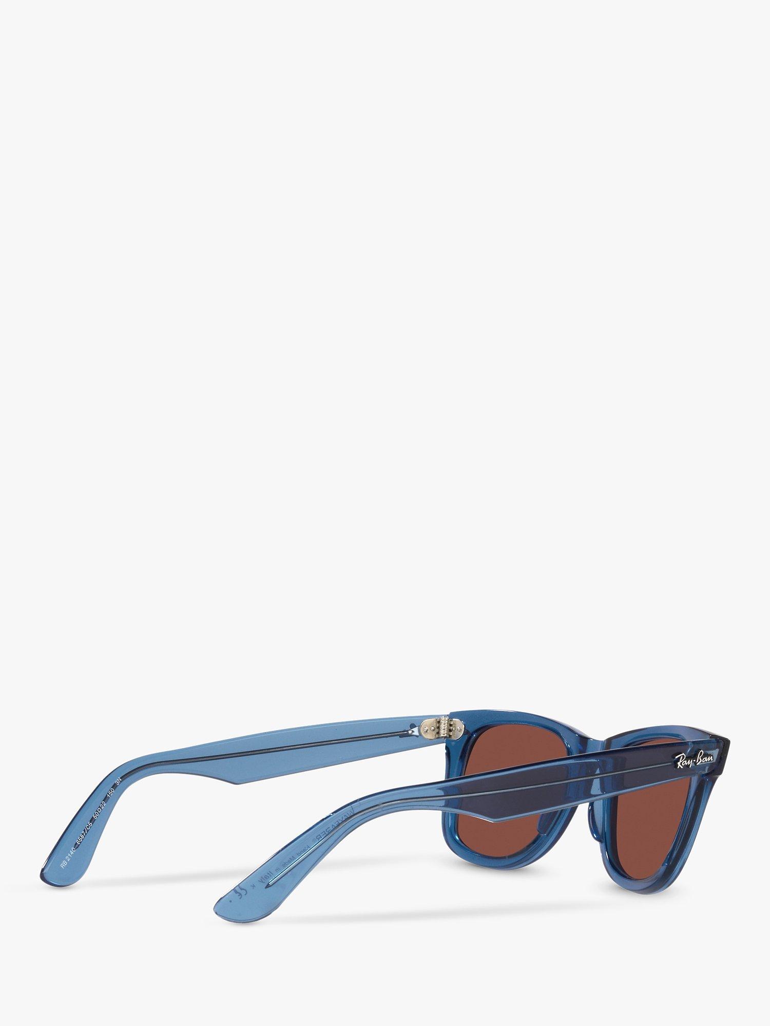 Product image 9 of 11, which shows Ray-Ban RB2140 Unisex Wayfarer Sunglasses, Transparent Blue/Red