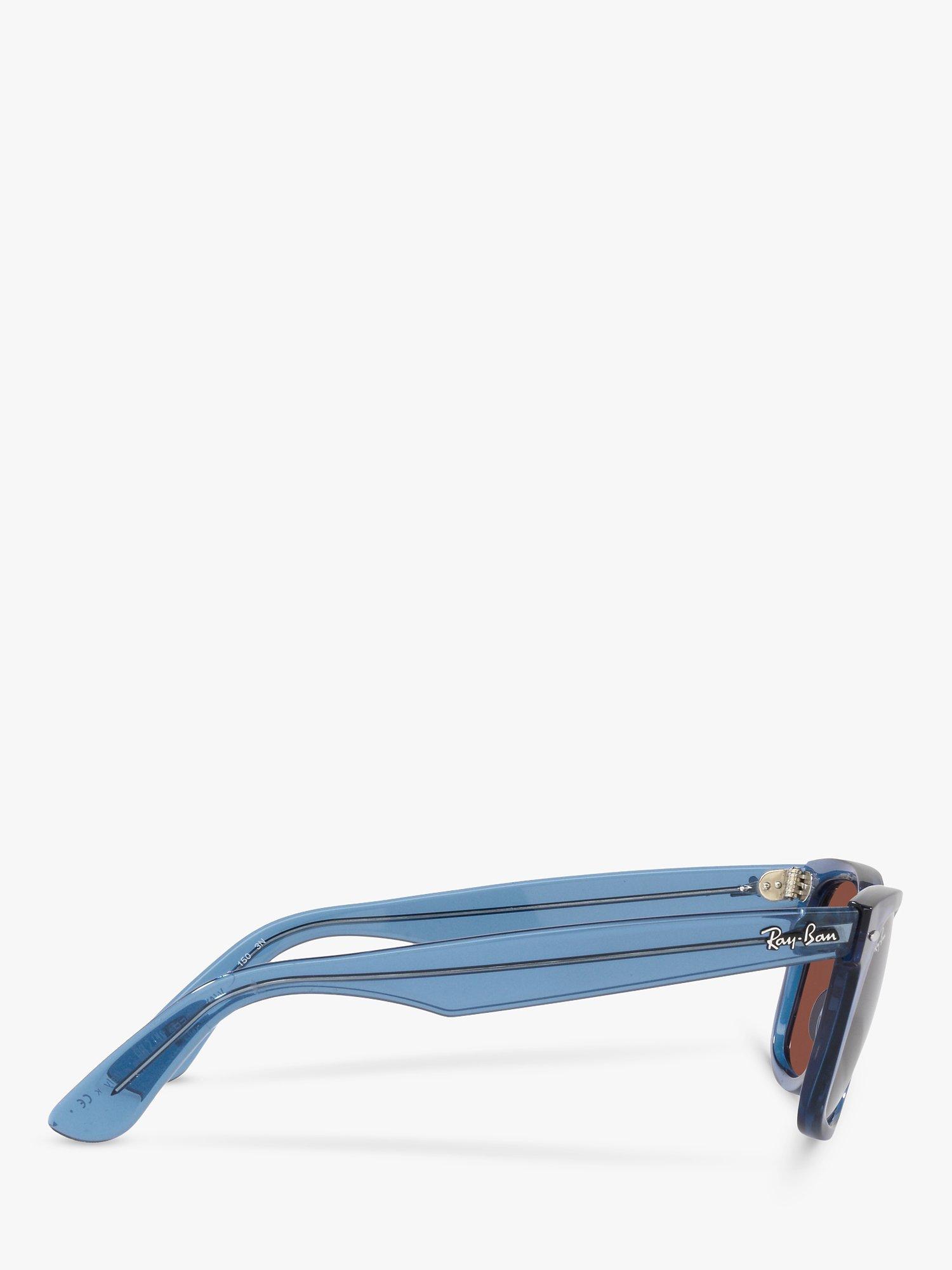 Product image 10 of 11, which shows Ray-Ban RB2140 Unisex Wayfarer Sunglasses, Transparent Blue/Red
