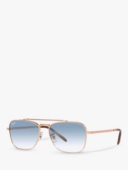 Ray-Ban RB3636 Unisex New Caravan Square Sunglasses, Rose Gold/Blue Gradient, Rose Gold/Blue Gradient