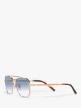 Ray-Ban RB3636 Unisex New Caravan Square Sunglasses, Rose Gold/Blue Gradient