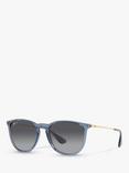 Ray-Ban RB4171 Women's Erika Polarised Oval Sunglasses, Transparent Blue/Grey Gradient