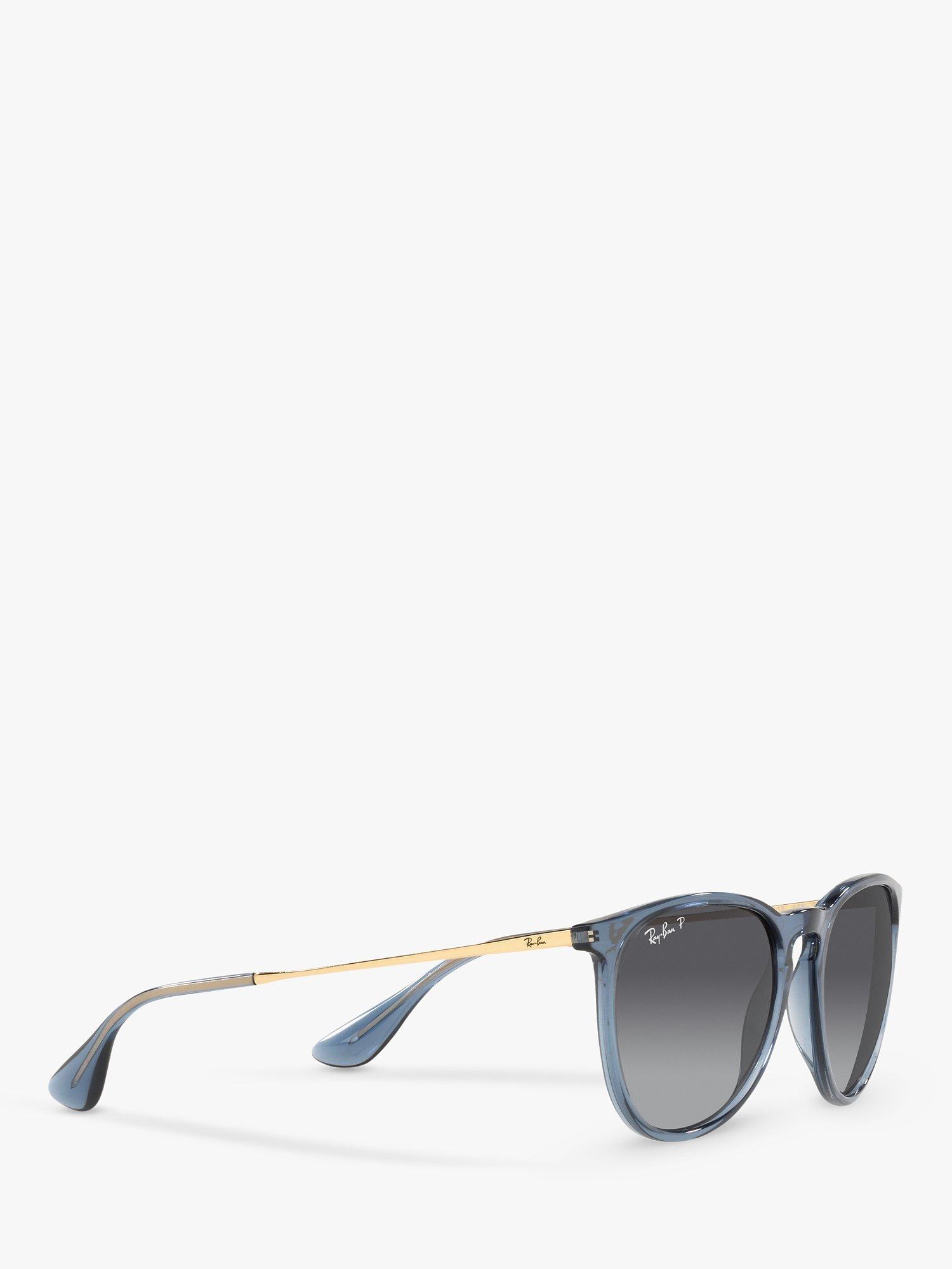 Product image 11 of 11, which shows Ray-Ban RB4171 Women's Erika Polarised Oval Sunglasses, Transparent Blue/Grey Gradient