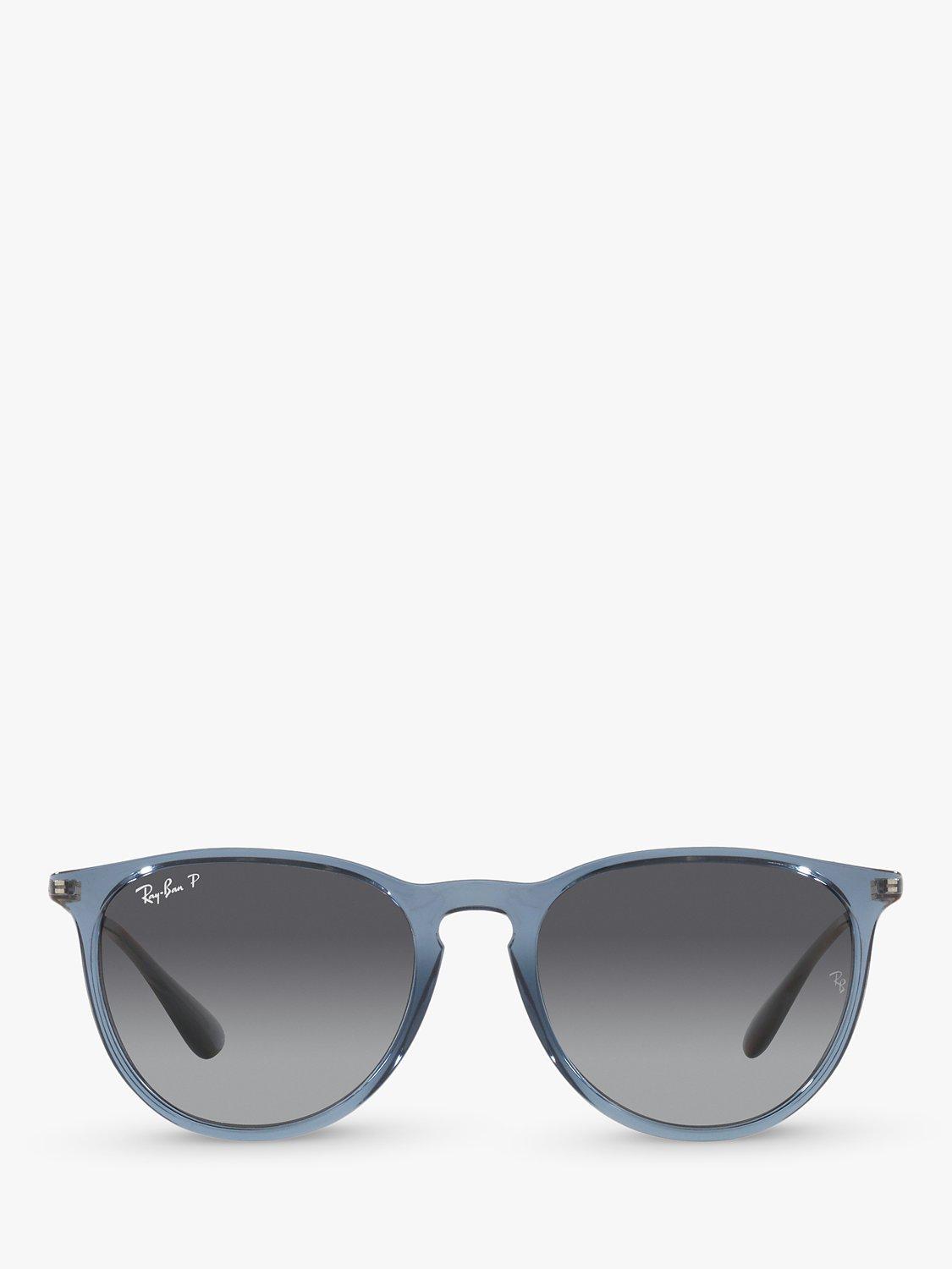 Product image 3 of 11, which shows Ray-Ban RB4171 Women's Erika Polarised Oval Sunglasses, Transparent Blue/Grey Gradient