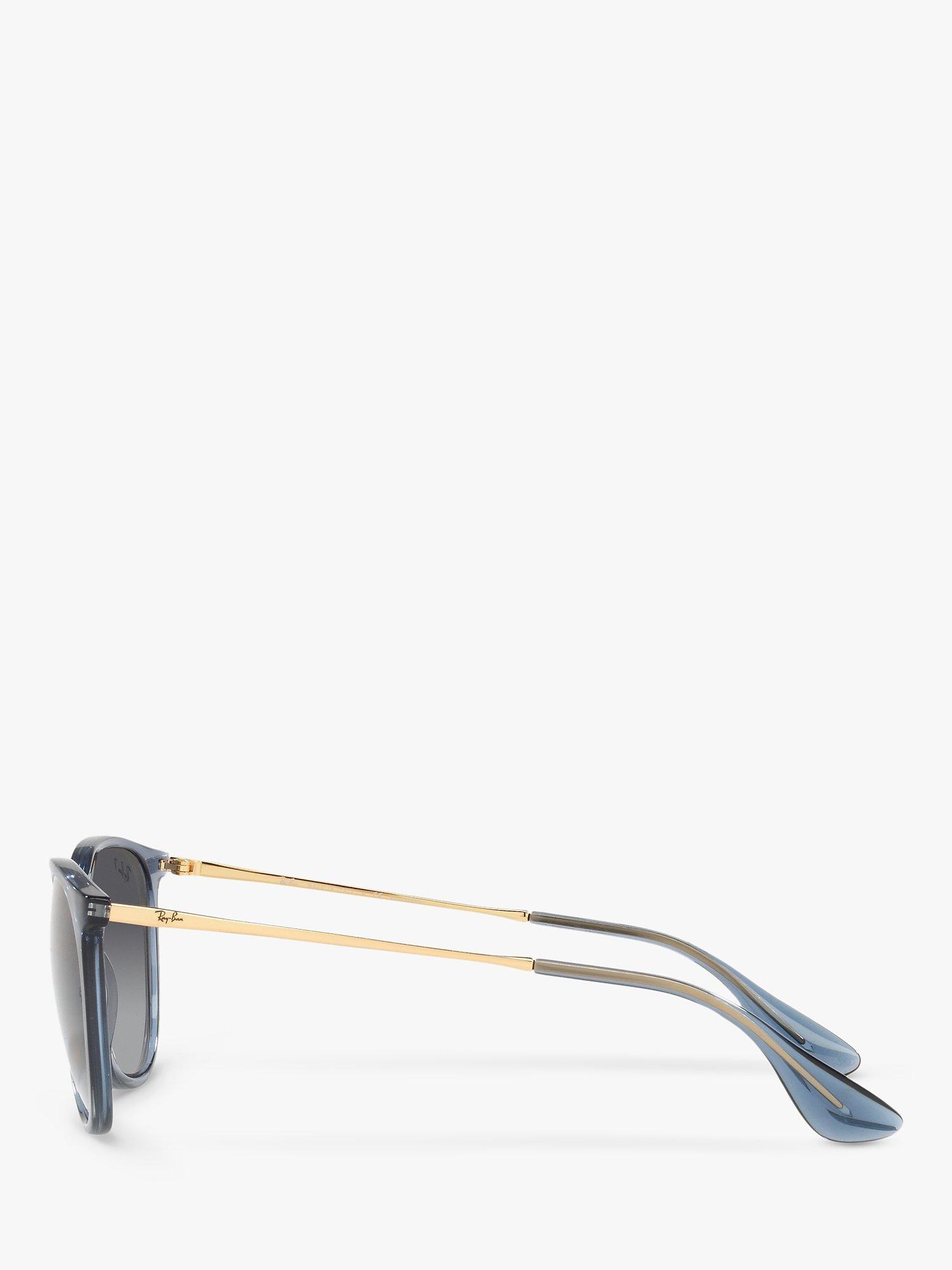 Product image 4 of 11, which shows Ray-Ban RB4171 Women's Erika Polarised Oval Sunglasses, Transparent Blue/Grey Gradient