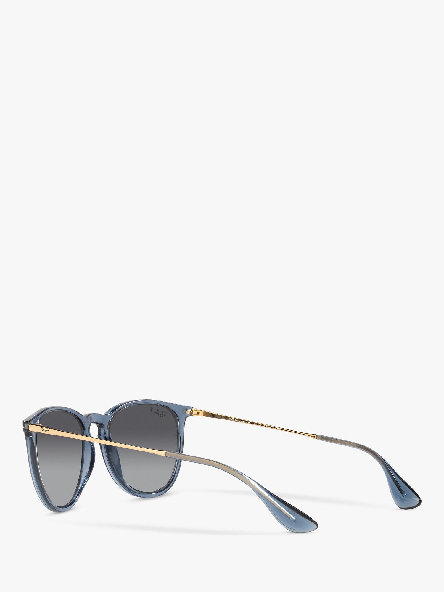 Product image 5 of 11, which shows Ray-Ban RB4171 Women's Erika Polarised Oval Sunglasses, Transparent Blue/Grey Gradient