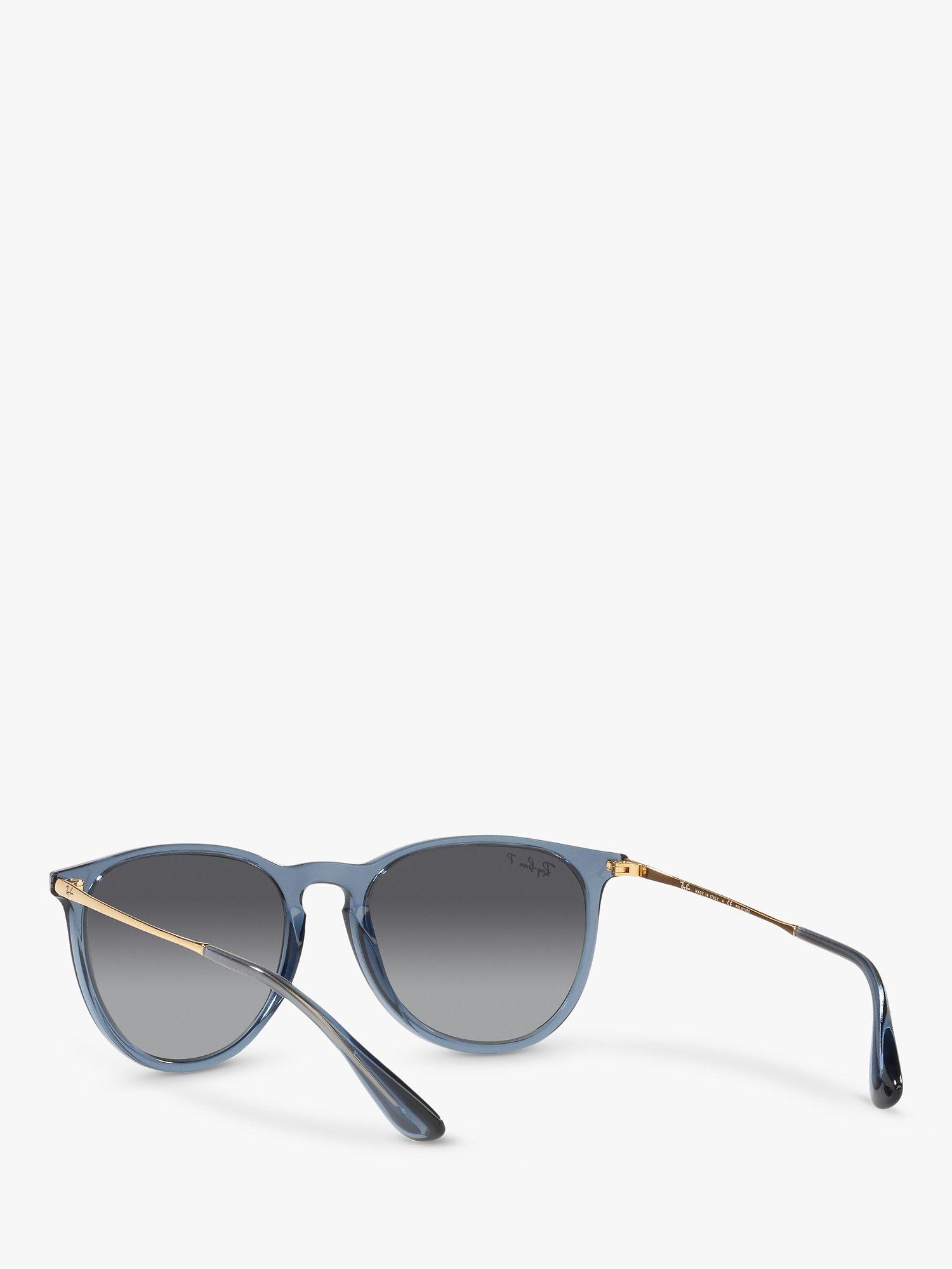 Product image 6 of 11, which shows Ray-Ban RB4171 Women's Erika Polarised Oval Sunglasses, Transparent Blue/Grey Gradient