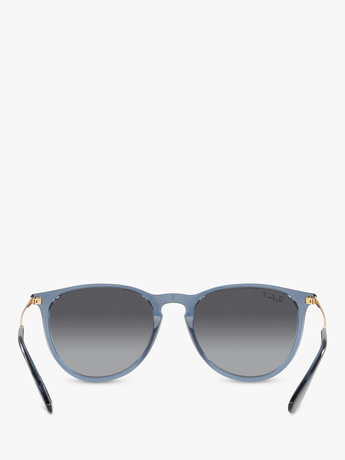 Product image 7 of 11, which shows Ray-Ban RB4171 Women's Erika Polarised Oval Sunglasses, Transparent Blue/Grey Gradient