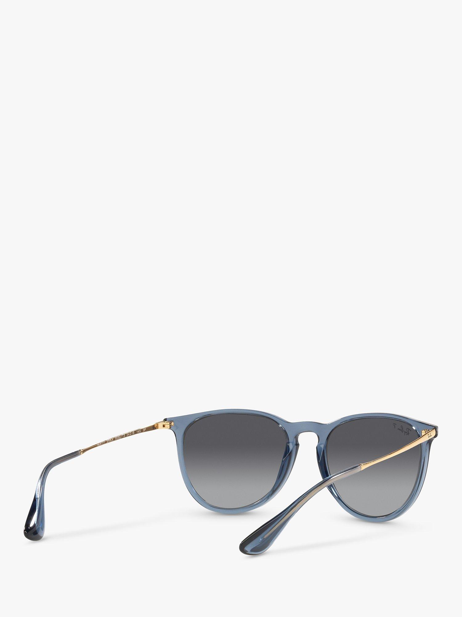 Product image 8 of 11, which shows Ray-Ban RB4171 Women's Erika Polarised Oval Sunglasses, Transparent Blue/Grey Gradient