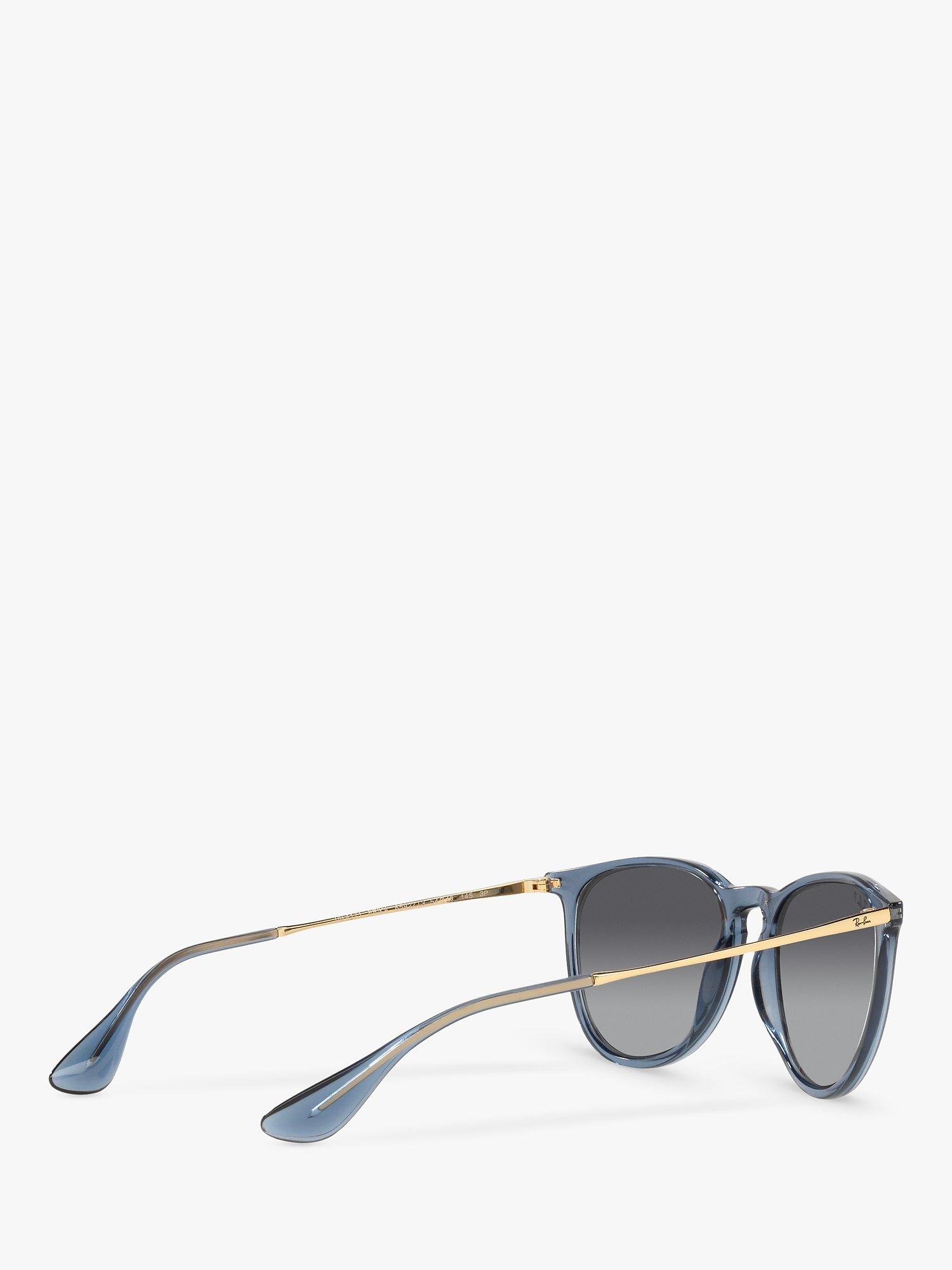 Product image 9 of 11, which shows Ray-Ban RB4171 Women's Erika Polarised Oval Sunglasses, Transparent Blue/Grey Gradient