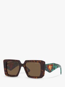 Prada PR 23YS Women's Chunky Square Sunglasses, Tortoise/Brown