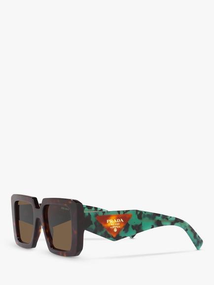 Prada PR 23YS Women's Chunky Square Sunglasses - view 2, Tortoise/Brown