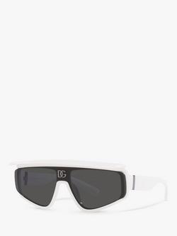 Dolce & Gabbana DG6177 Men's Rectangular Sunglasses, White/Grey