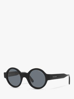 Giorgio Armani AR 903M Women's Round Sunglasses, Black/Grey, Black/Grey