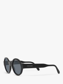Giorgio Armani AR 903M Women's Round Sunglasses, Black/Grey - view 2, Black/Grey