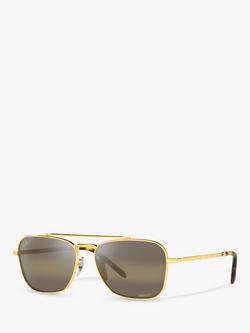 Ray-Ban RB3636 Unisex New Caravan Square Sunglasses, Legend Gold/Brown, Legend Gold/Brown