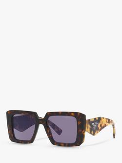 Prada PR 23YS Women's Chunky Square Sunglasses, Tortoise/Violet, Tortoise/Violet