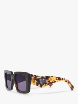 Prada PR 23YS Women's Chunky Square Sunglasses, Tortoise/Violet - view 2, Tortoise/Violet