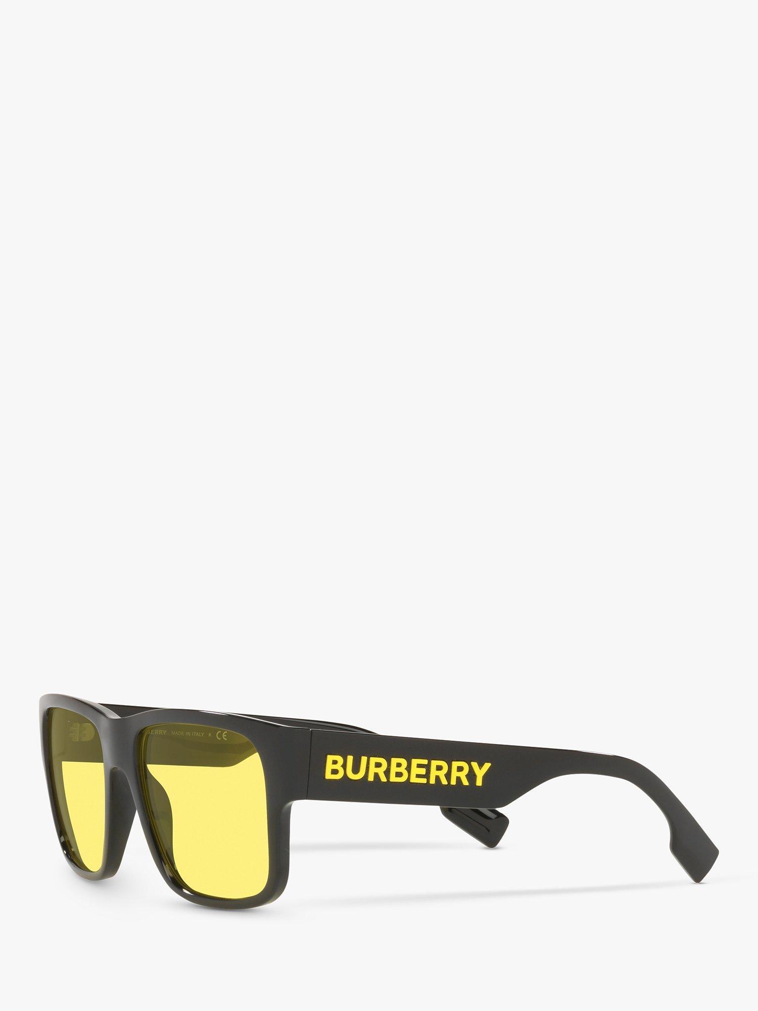 Product image 2 of 11, which shows Burberry BE4358 Men's Knight Square Sunglasses, Black/Yellow