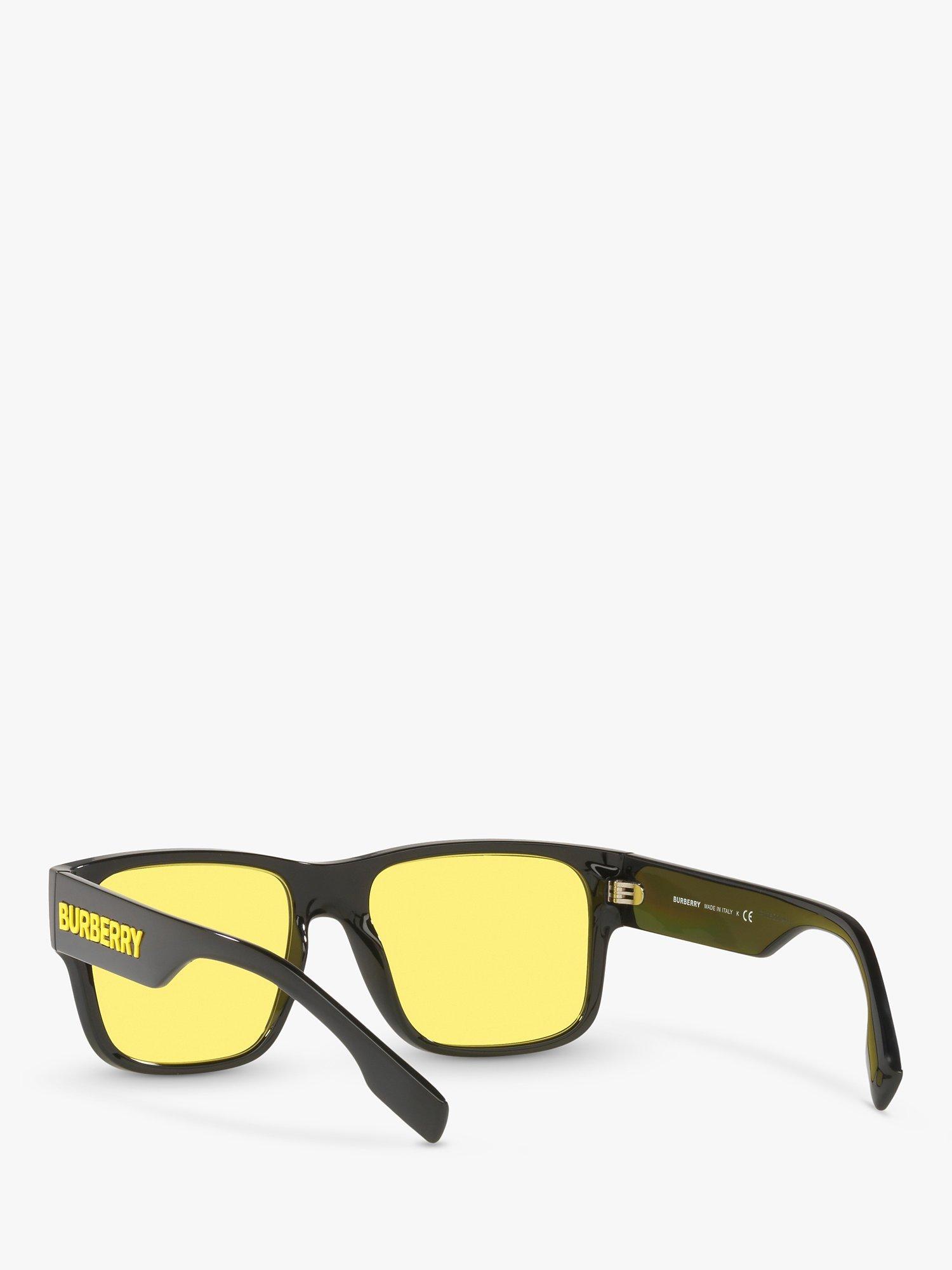 Product image 6 of 11, which shows Burberry BE4358 Men's Knight Square Sunglasses, Black/Yellow