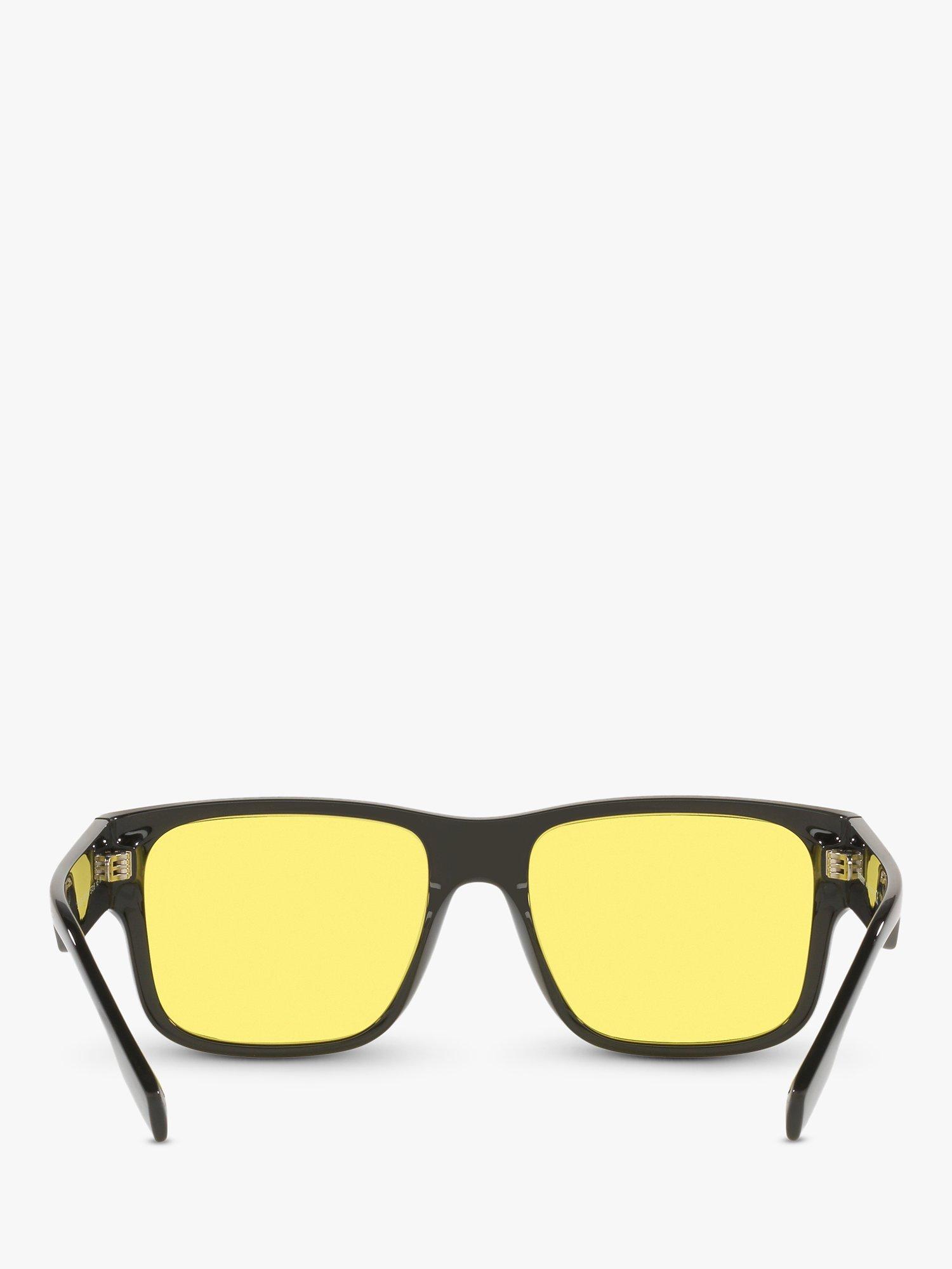 Product image 7 of 11, which shows Burberry BE4358 Men's Knight Square Sunglasses, Black/Yellow
