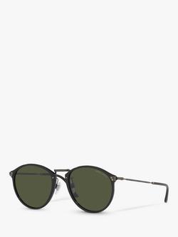 Giorgio Armani AR 318SM Men's Oval Sunglasses, Black/Green, Black/Green