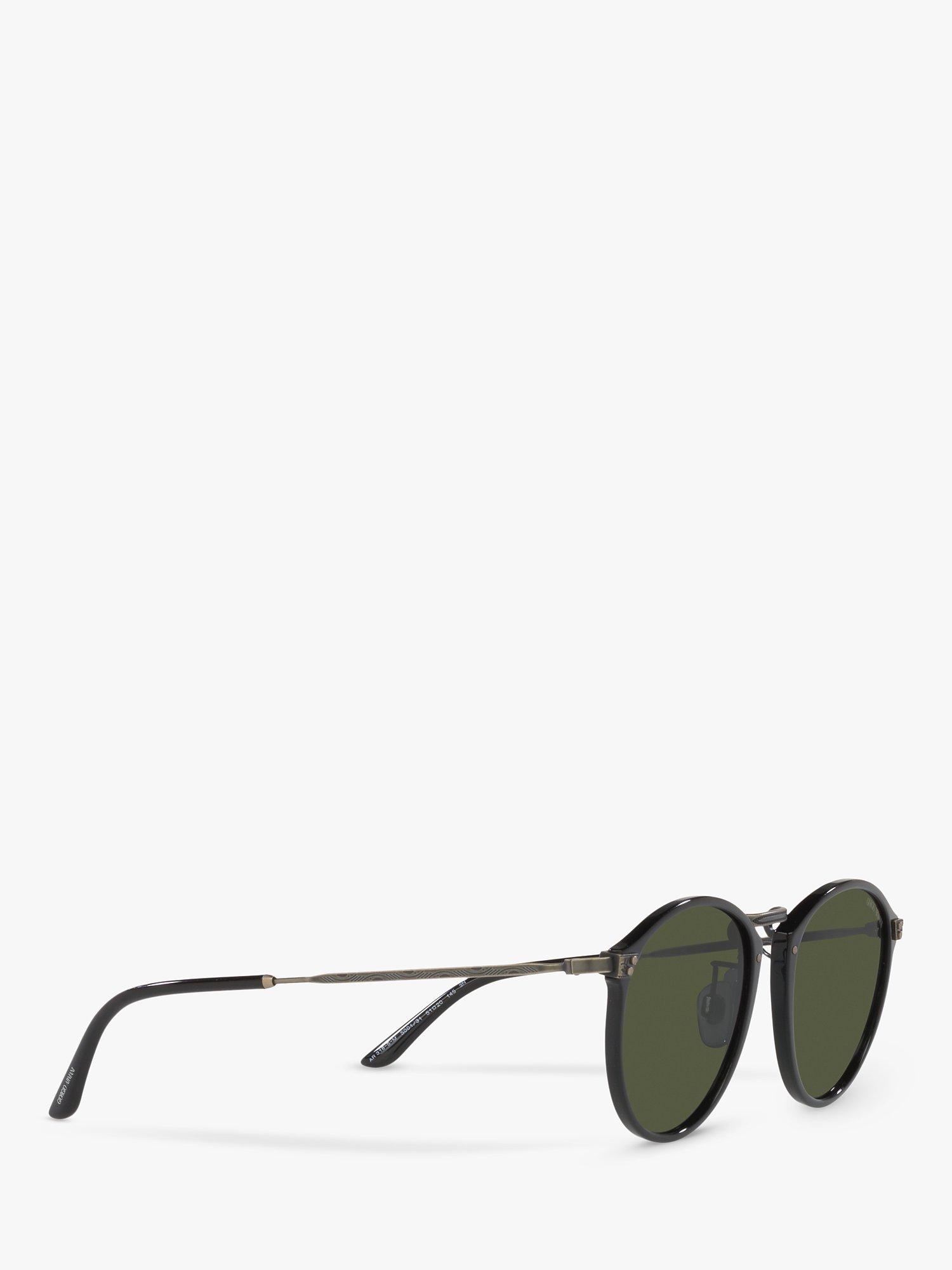 Product image 11 of 11, which shows Giorgio Armani AR 318SM Men's Oval Sunglasses, Black/Green
