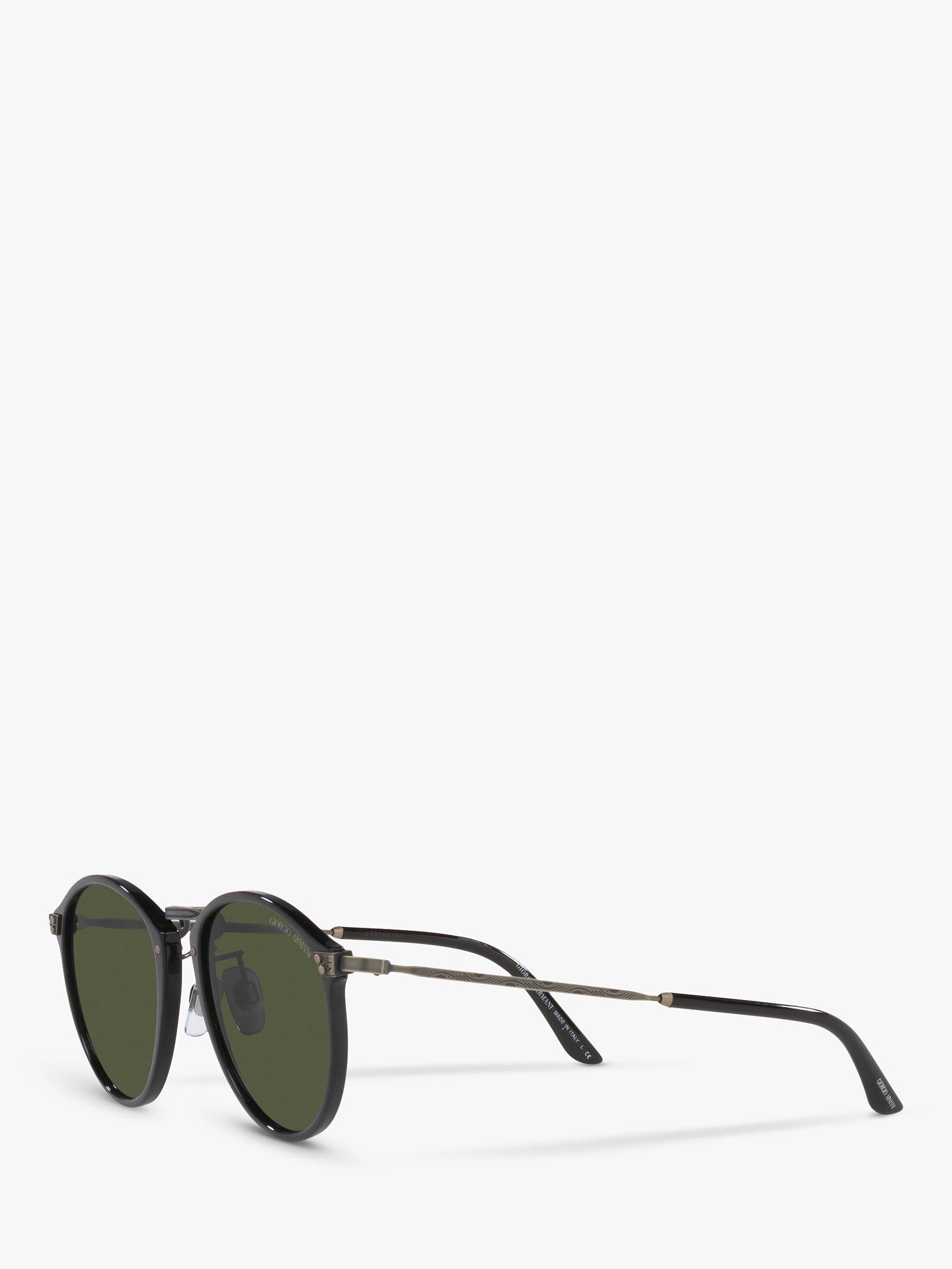 Product image 2 of 11, which shows Giorgio Armani AR 318SM Men's Oval Sunglasses, Black/Green