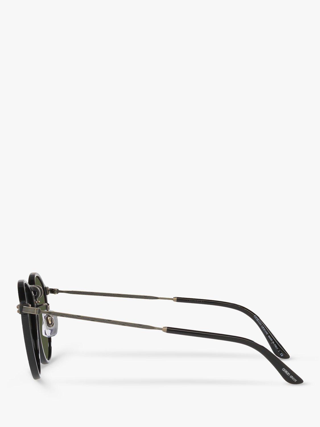 Product image 4 of 11, which shows Giorgio Armani AR 318SM Men's Oval Sunglasses, Black/Green