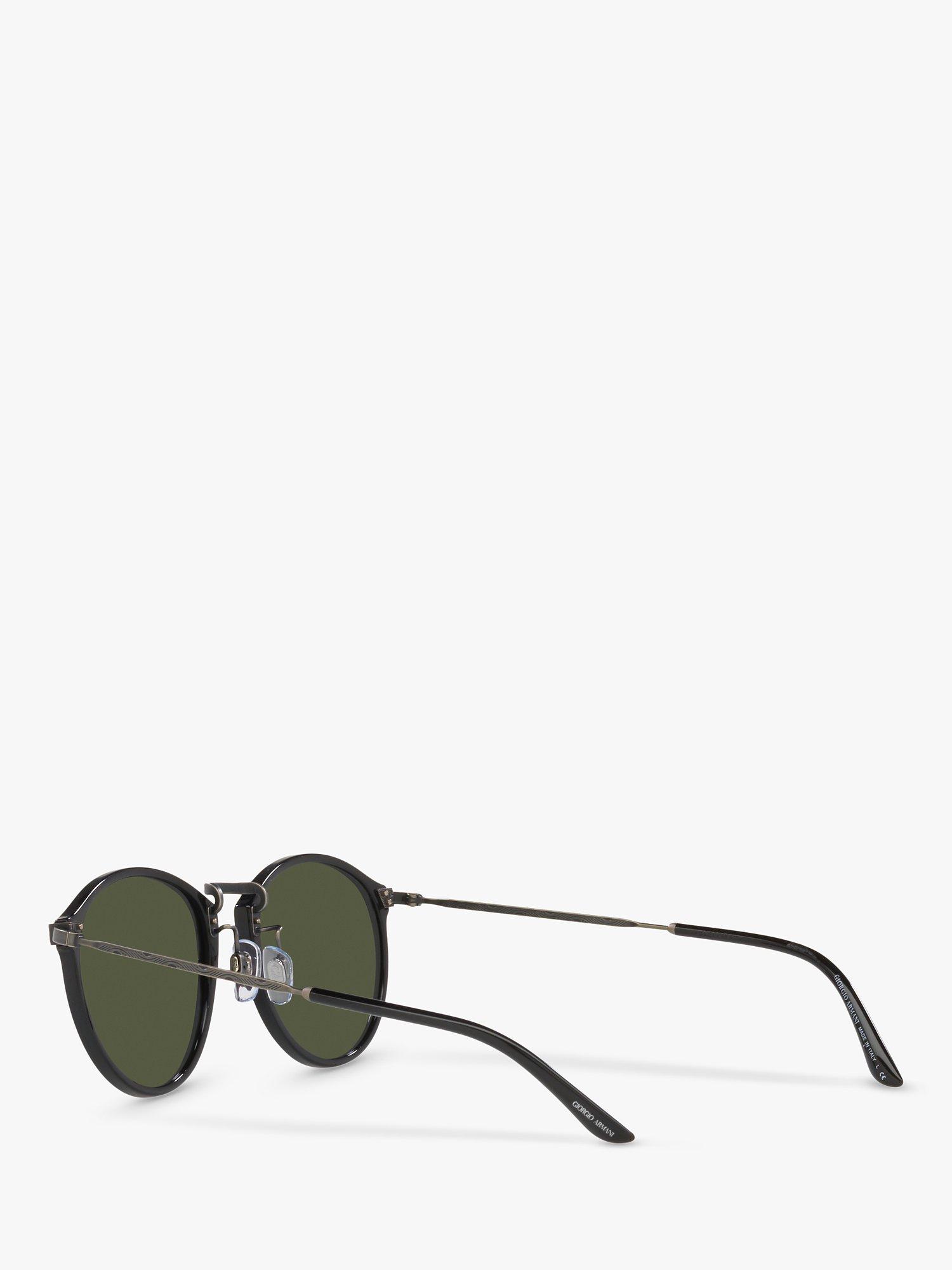 Product image 5 of 11, which shows Giorgio Armani AR 318SM Men's Oval Sunglasses, Black/Green