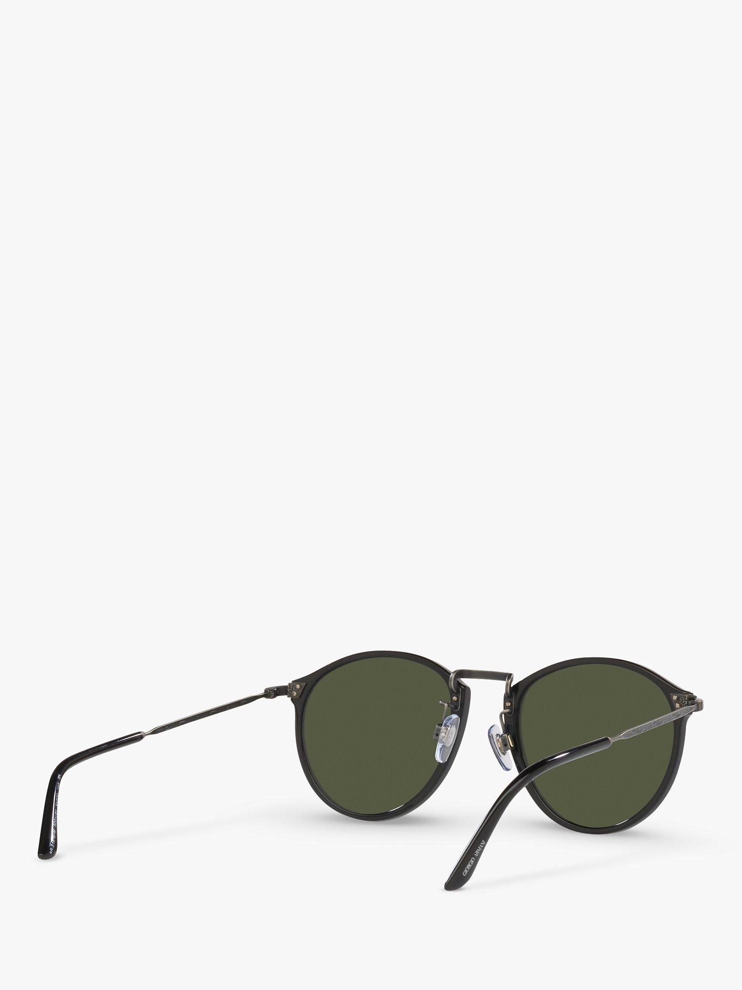 Product image 8 of 11, which shows Giorgio Armani AR 318SM Men's Oval Sunglasses, Black/Green
