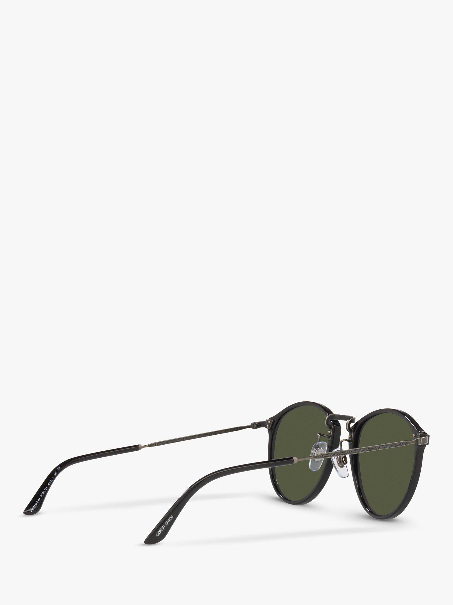 Product image 9 of 11, which shows Giorgio Armani AR 318SM Men's Oval Sunglasses, Black/Green