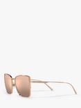 BVLGARI BV6176 Women's Square Sunglasses, Pink Gold/Gold Mirror