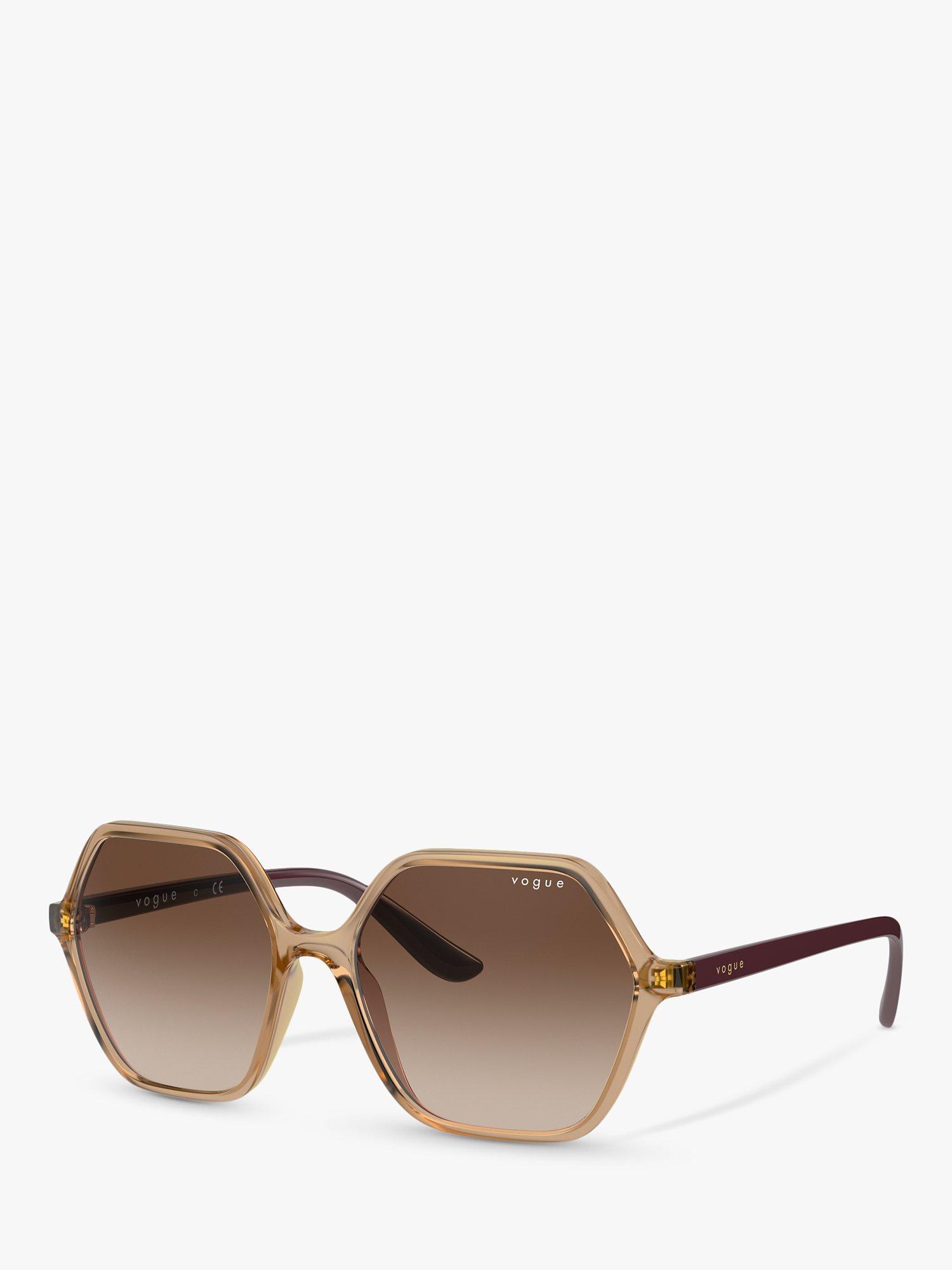 Product image 1 of 11, which shows Vogue VO5361S Women's Irregular Sunglasses, Transparent Caramel/Brown Gradient