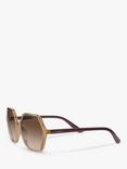 Vogue VO5361S Women's Irregular Sunglasses, Transparent Caramel/Brown Gradient