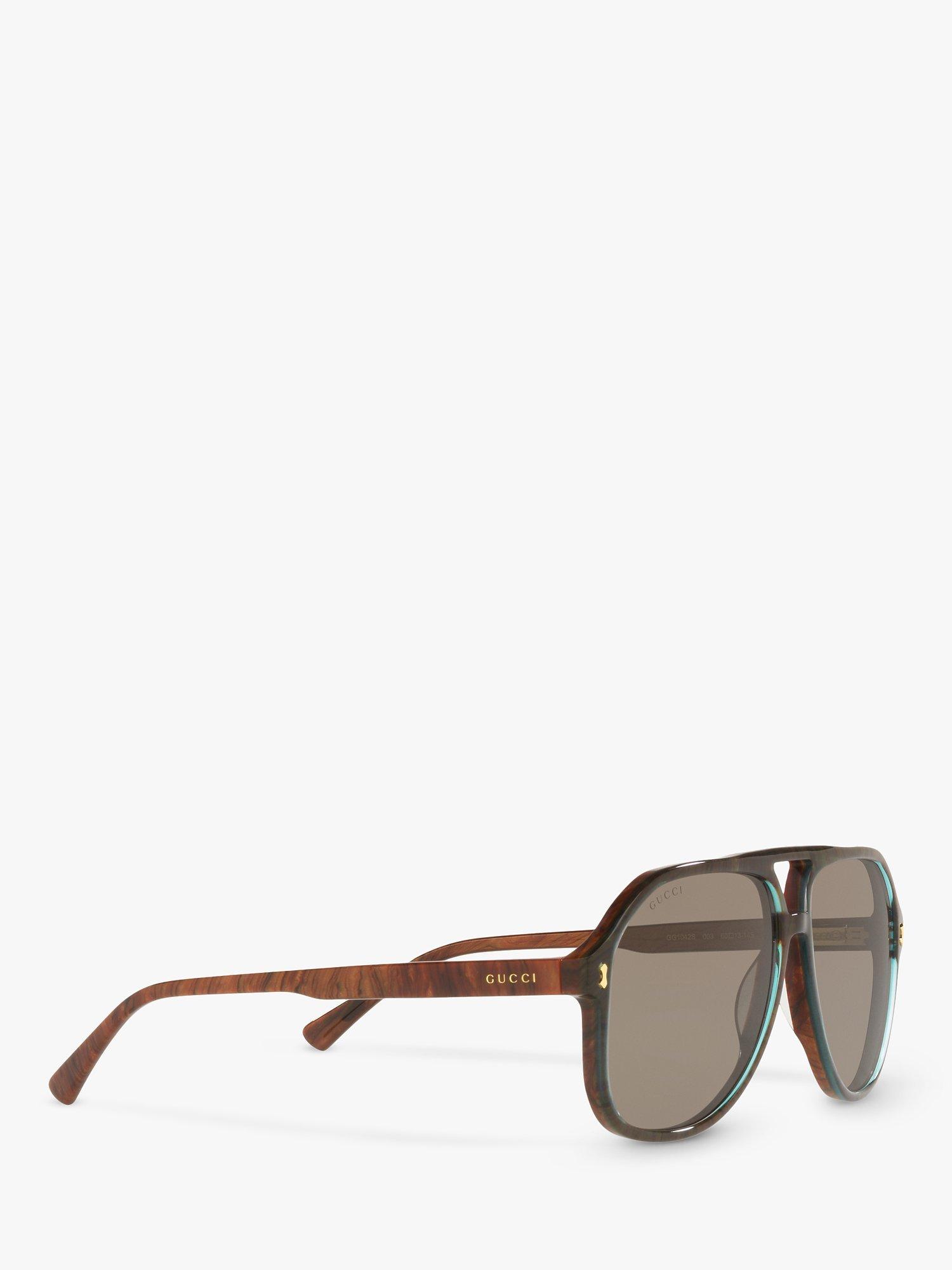 Product image 11 of 11, which shows Gucci GG1042S Men's Aviator Sunglasses, Blue Brown/Grey