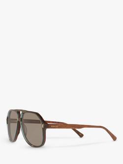 Gucci GG1042S Men's Aviator Sunglasses, Blue Brown/Grey - view 2, Blue Brown/Grey