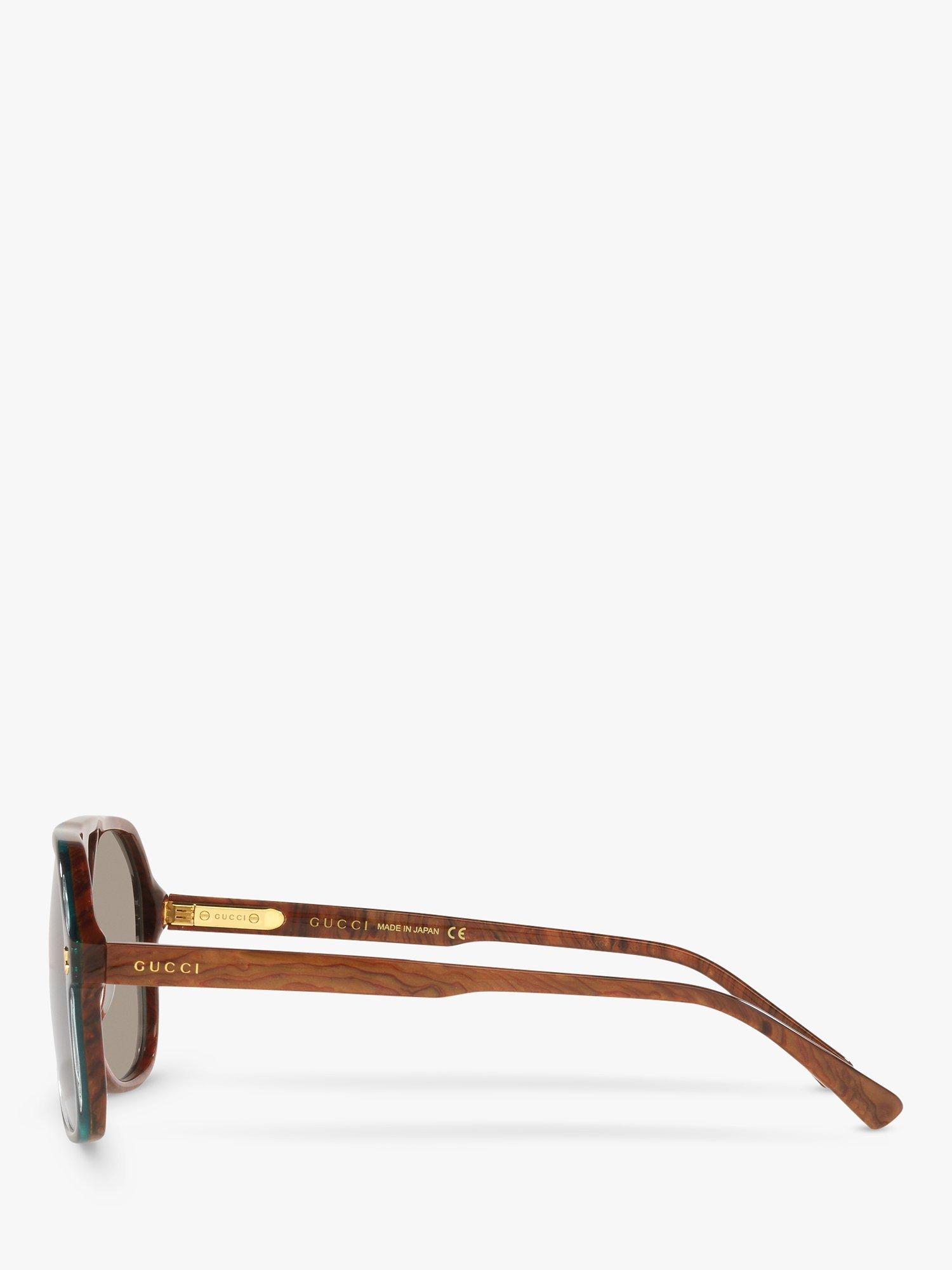 Product image 4 of 11, which shows Gucci GG1042S Men's Aviator Sunglasses, Blue Brown/Grey