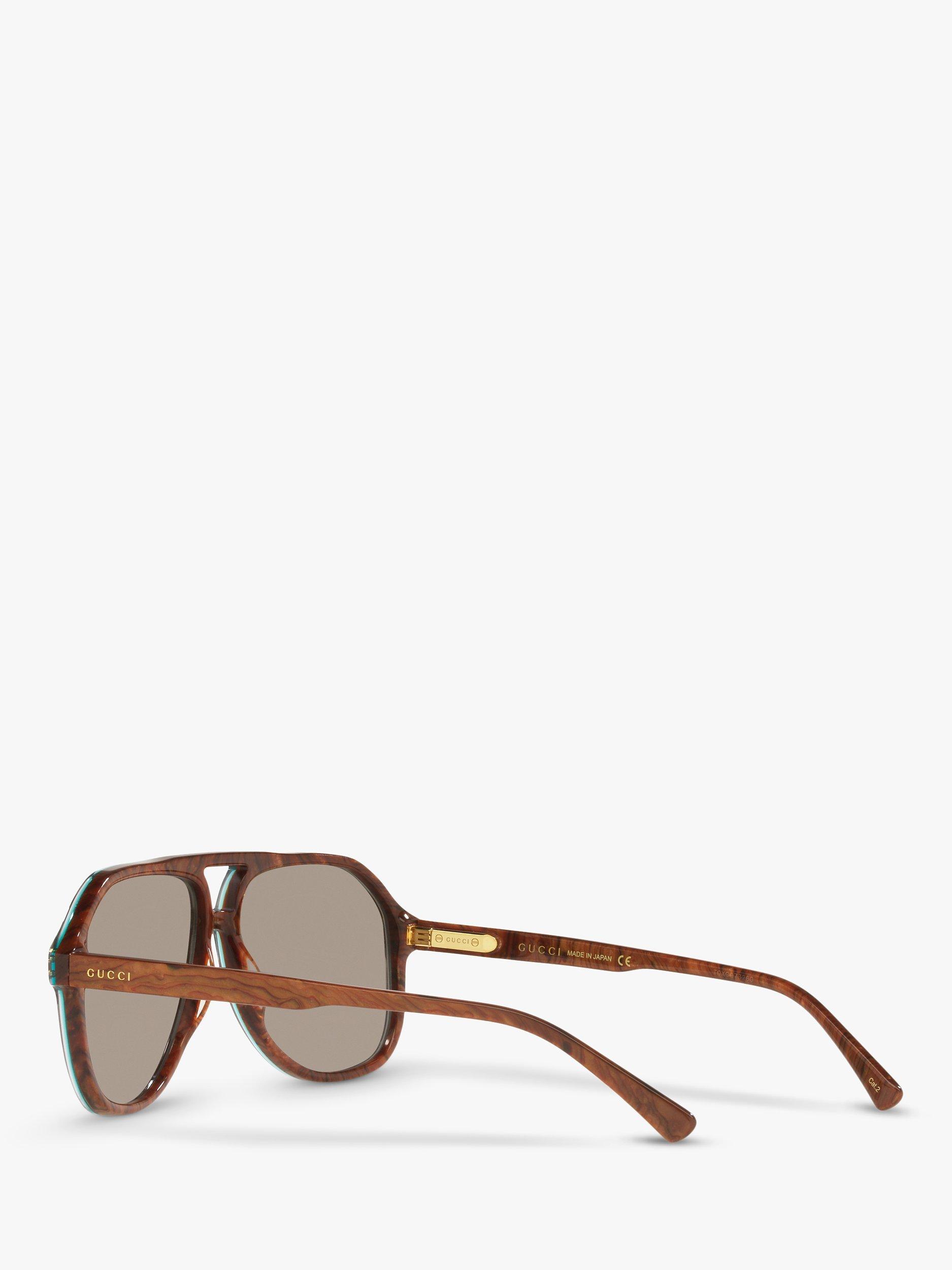 Product image 5 of 11, which shows Gucci GG1042S Men's Aviator Sunglasses, Blue Brown/Grey