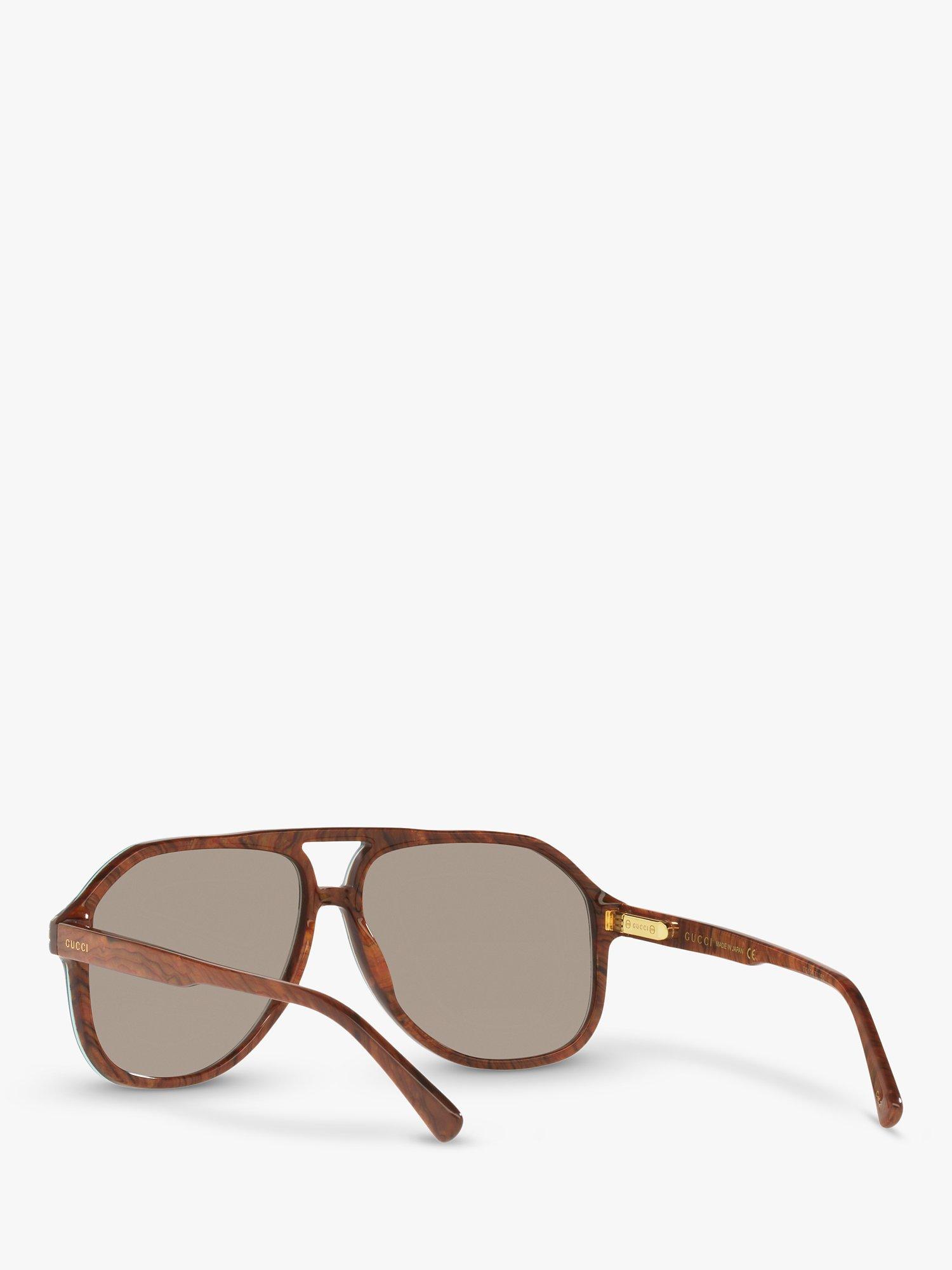 Product image 6 of 11, which shows Gucci GG1042S Men's Aviator Sunglasses, Blue Brown/Grey
