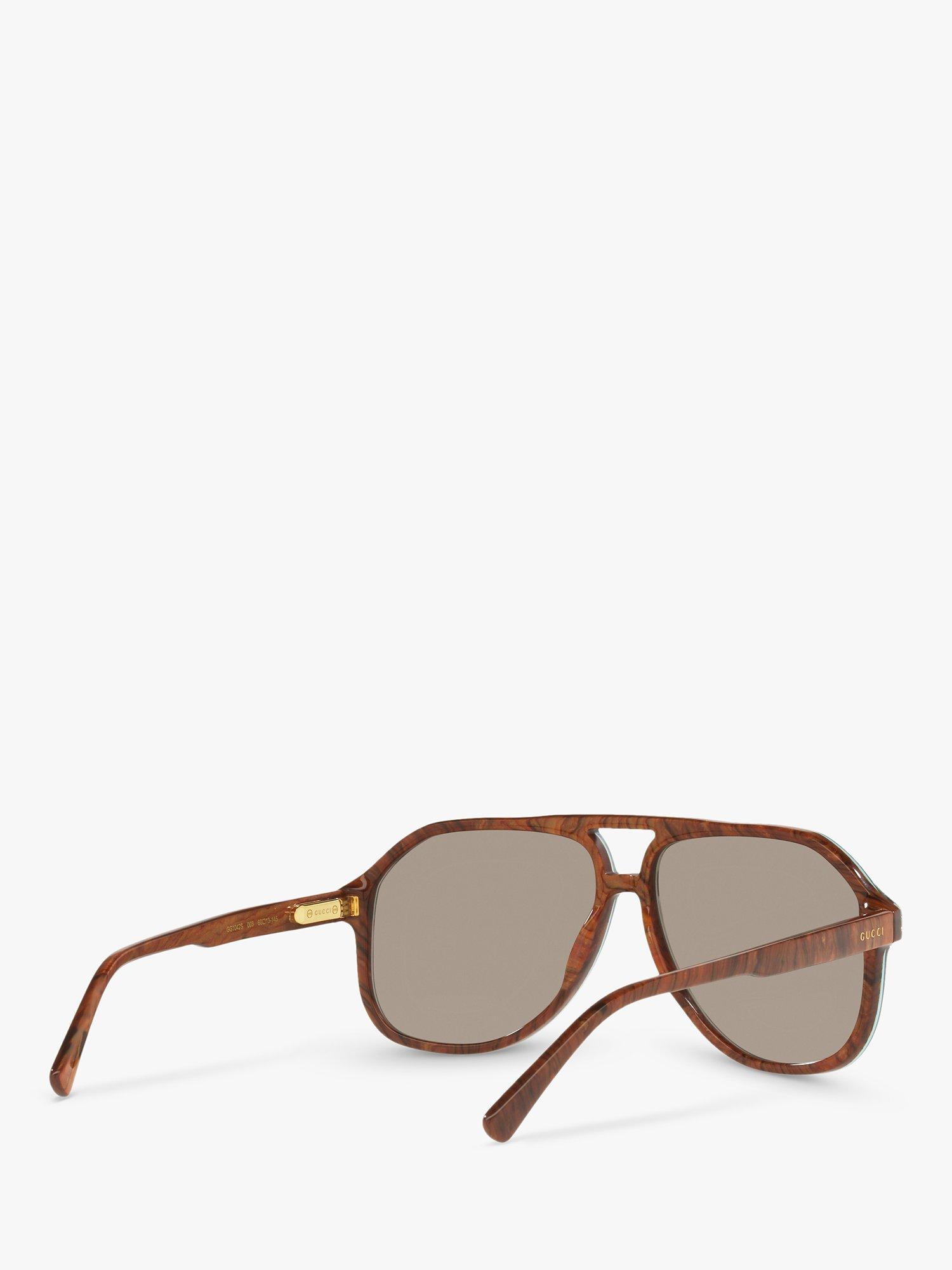 Product image 8 of 11, which shows Gucci GG1042S Men's Aviator Sunglasses, Blue Brown/Grey