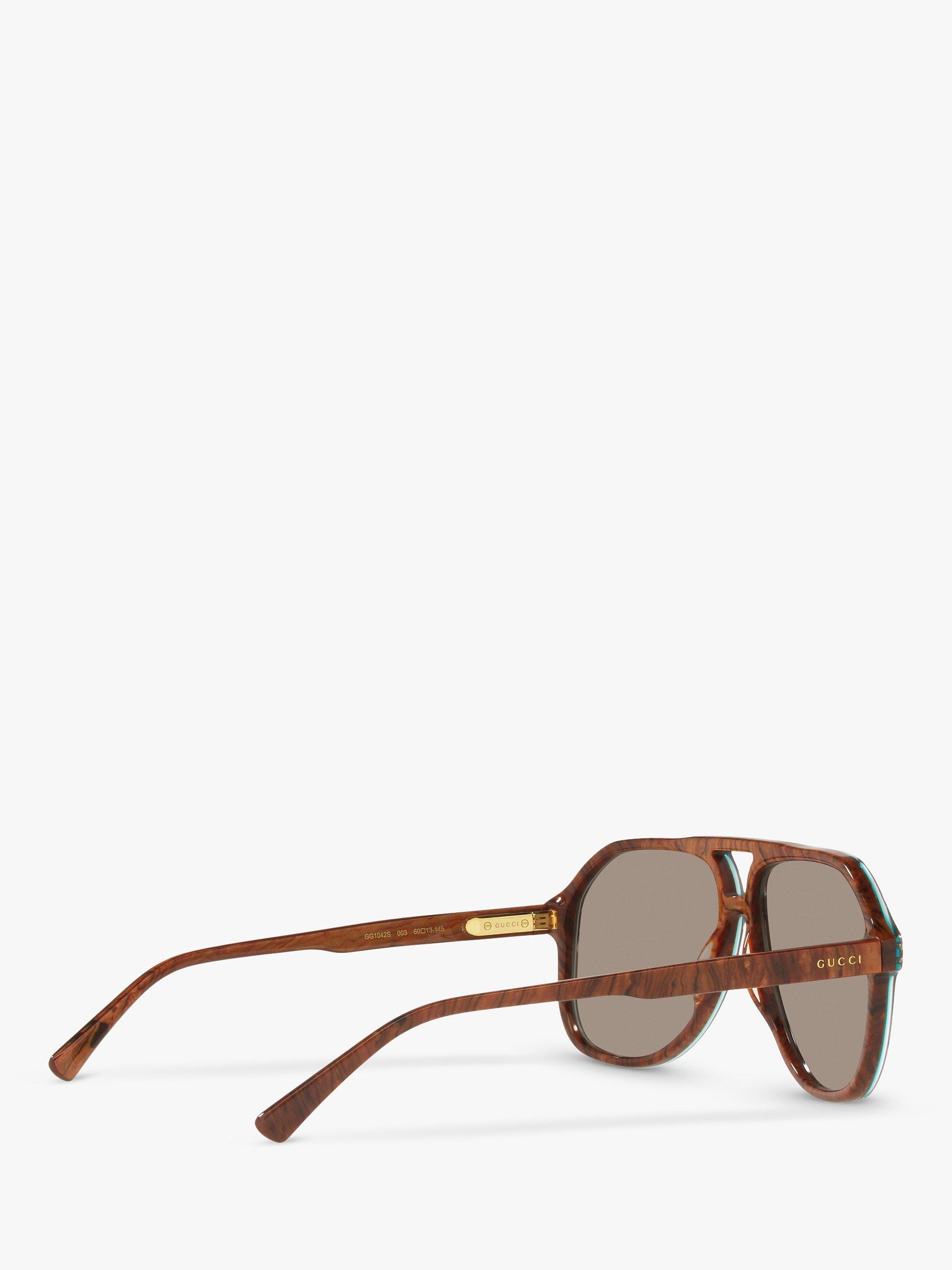 Product image 9 of 11, which shows Gucci GG1042S Men's Aviator Sunglasses, Blue Brown/Grey