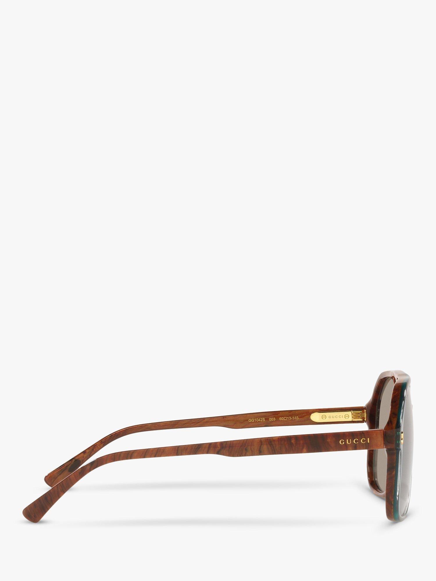 Product image 10 of 11, which shows Gucci GG1042S Men's Aviator Sunglasses, Blue Brown/Grey